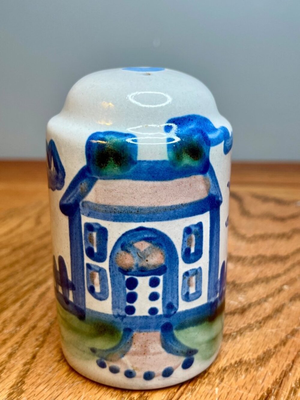 MA Hadley Country Scene Blue Oversized Salt Shaker House Pattern
